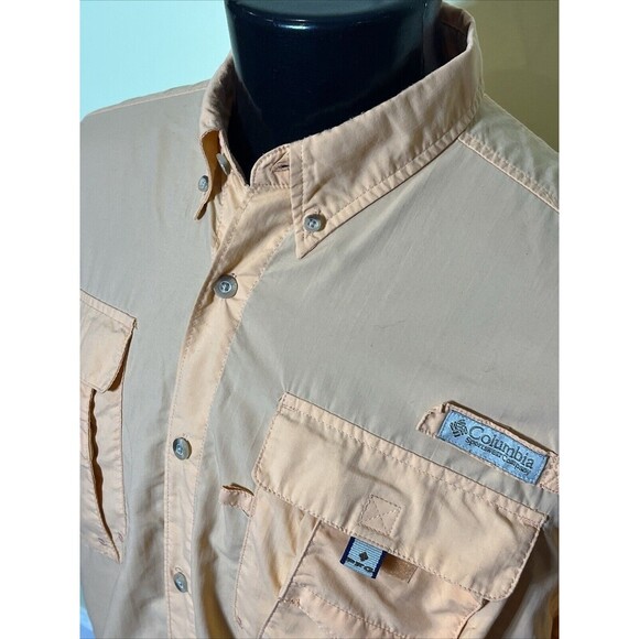 Columbia PFG Men's Activewear Button Front Shirt Short Sleeve Orange Size Medium - Picture 2 of 10